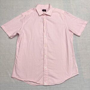 Untuckit Slim Fit Men’s Pink Seersucker Pavao Short Sleeve Shirt Size Large